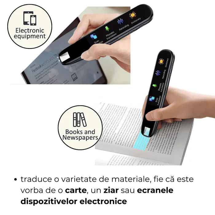 Traducator Inteligent M2 Pro, Traducere vocala, Scanare OCR, Reportofon, Dictionar, Ecran Tactil, 112 Limbi, easyCTRL