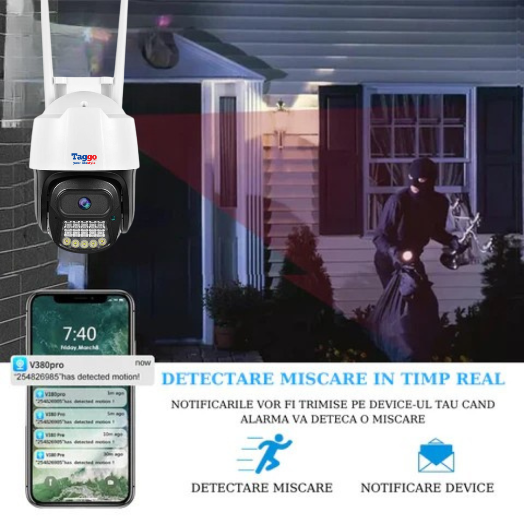 Camera Supraveghere 4G V380 6MP – Rotire 360°. Detectie Umana. Audio Bidirectional. Control din Aplicatie
