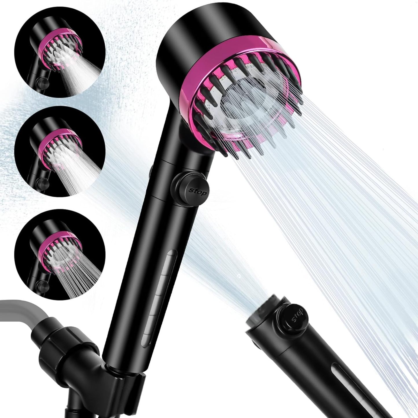 🚿💦Capete de duș puternice de înaltă presiune, cap de duș de mână cu filtre, cap de duș multifuncțional cu un singur buton, masaj german, masaj și frumusețea pielii, 4 moduri de pulverizare + 3 filtru