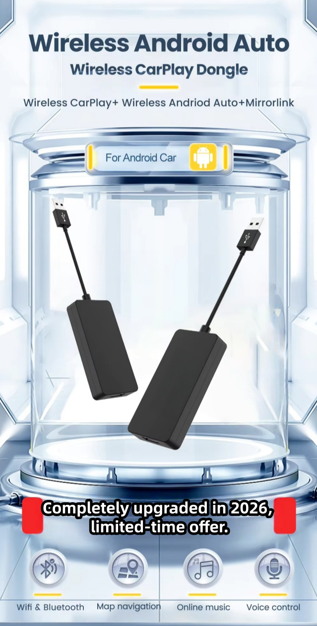 2026 CPLAY2AIR Adapter Wireless CarPlay – Upgrade complet, 8G/128G conexiune wireless, compatibil cu Apple CarPlay și Android Auto