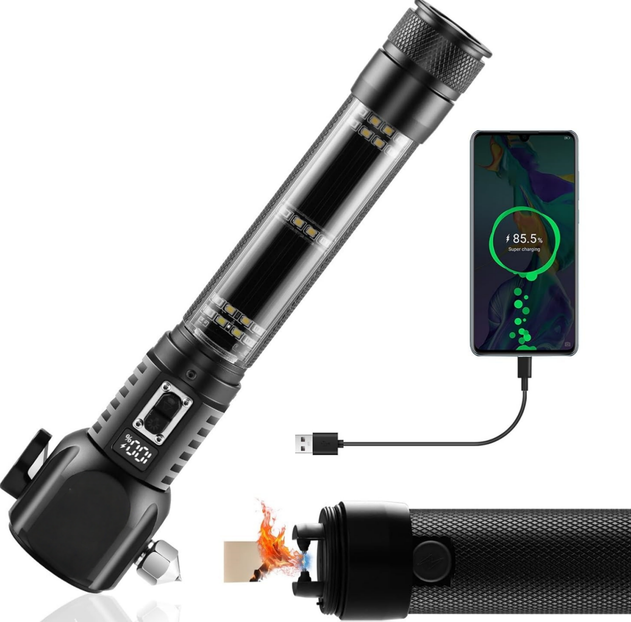 Streamlight Lanternă Multifuncțională 28 în 1 Militară pentru Siguranța Auto – 90.000 Lumeni, Încărcare Solară și Manuală, cu Radio, Ideală pentru Urgențe și Activități în Aer Liber