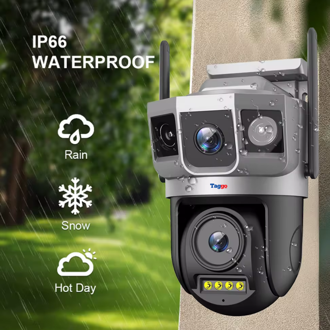 Camera de supraveghere WIFI 8MP. 2 lentile. Control din aplicatie. Urmarire automata. Rezistenta la apa IP66