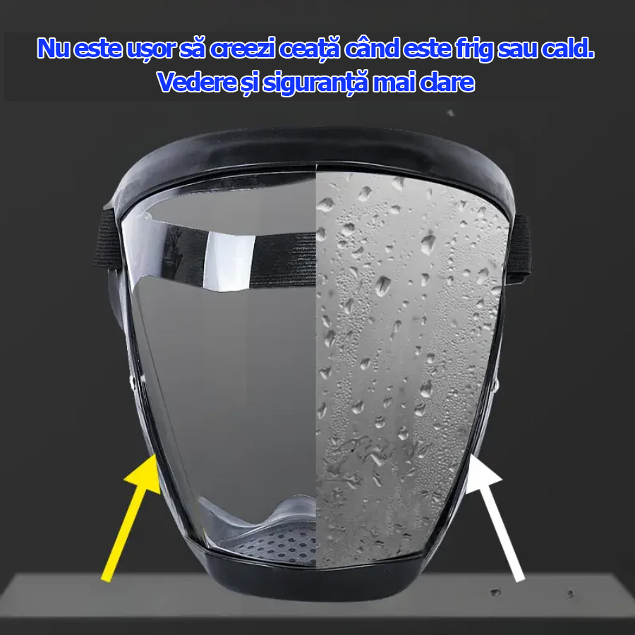 Viziera protejează fața, ochii și căile respiratorii în timpul lucrului.