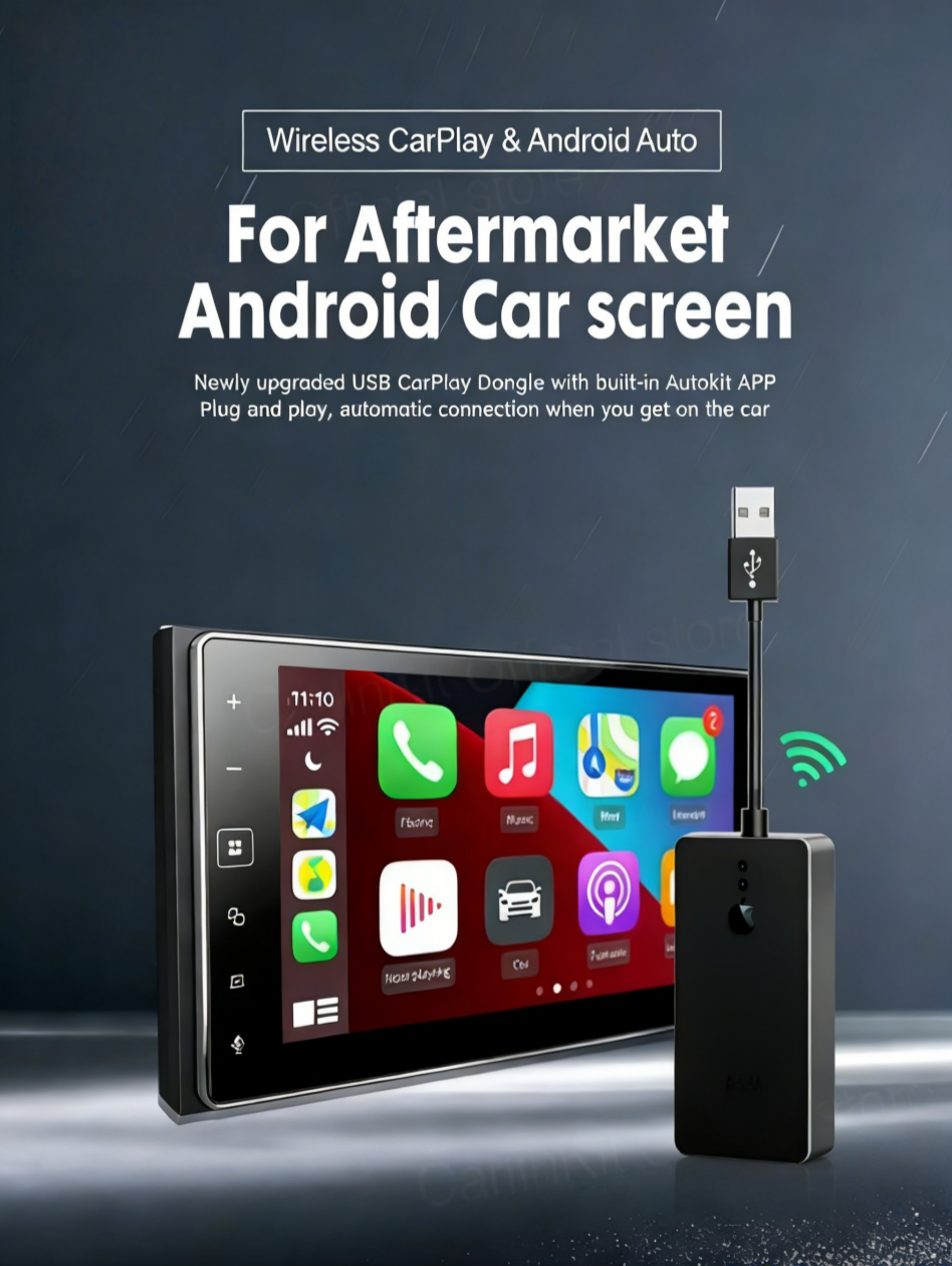 2026 CPLAY2AIR Adapter Wireless CarPlay – Upgrade complet, 8G/128G conexiune wireless, compatibil cu Apple CarPlay și Android Auto