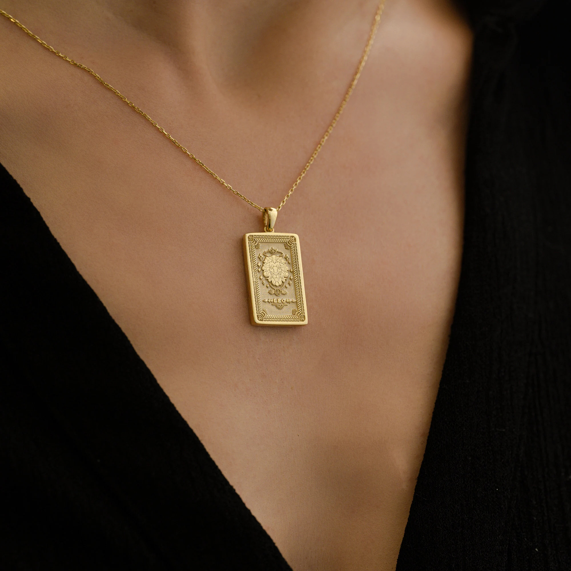 Collana con tarocchi zodiacali a doppia faccia Potere Leone Squisito ciondolo zodiacale - Gioielli astrologici - Regalo di compleanno