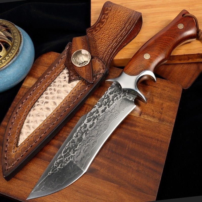 Falsificat Damascus VG10 Cuțit de înaltă duritate în aer liber Carry Defense Knife Sharp Tritium colecționabil Broken General Micul cuțit drept mic drept