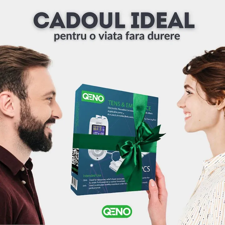 Aparat De Masaj Cu Electrostimulare Pentru Fizioterapie/Electroterapie QENO® ProLife, Cu 30 Niveluri De Intensitate, 8 Electrozi, Doua Canale De Utilizare, 12 Programe De Masaj, Display Digital, Alb