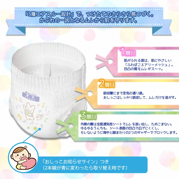 おむつ メリーズ パンツタイプ ずっと肌さらエアスルー 3袋（サイズ：M L Big） 花王 紙オムツ 紙おむつ 赤ちゃん 選べる ベビー用品 お祝い 出産祝い 日用消耗品 