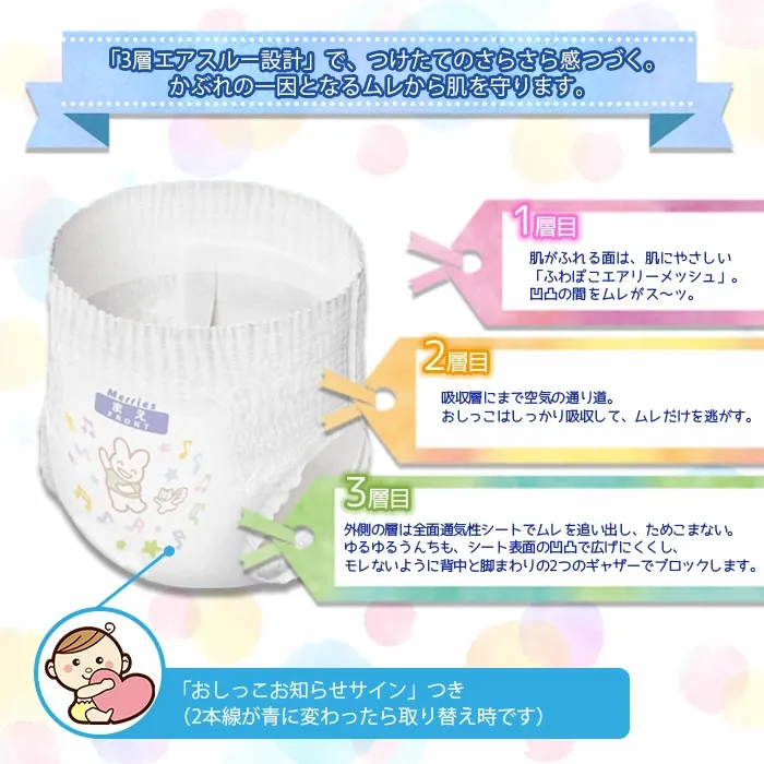 おむつ メリーズ パンツタイプ ずっと肌さらエアスルー 3袋（サイズ：M L Big） 花王 紙オムツ 紙おむつ 赤ちゃん 選べる ベビー用品 お祝い 出産祝い 日用消耗品 