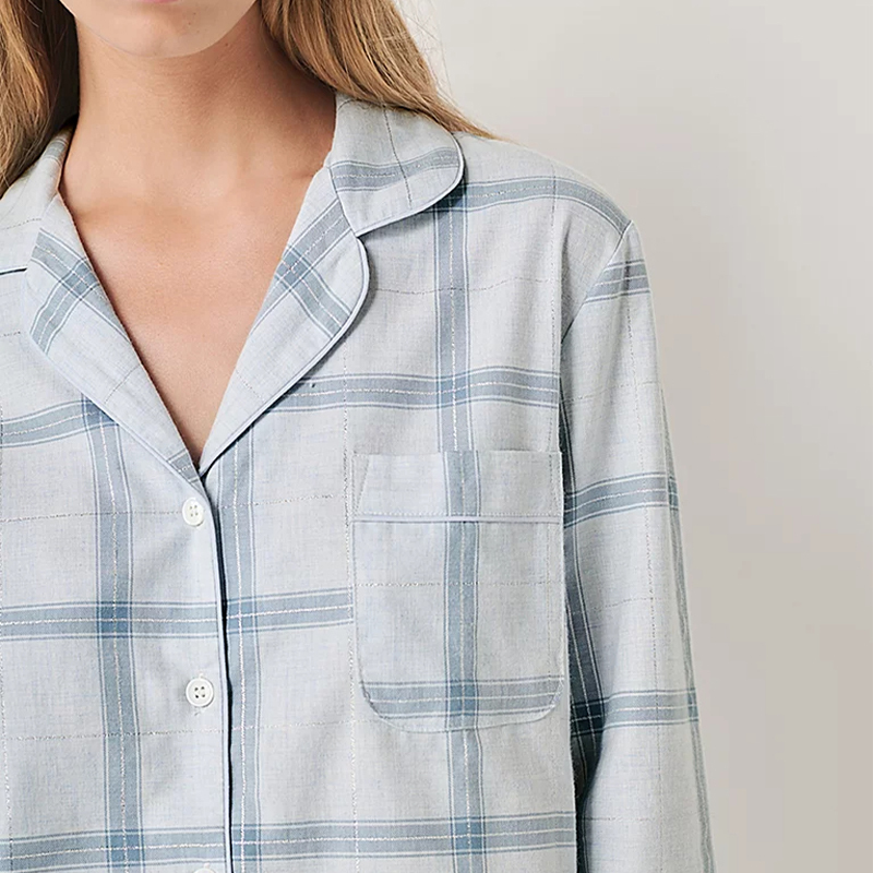 Brushed Cotton Sparkle Checked Pajama Set