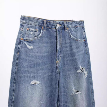 Women's ripped balloon-style loose-fitting jeans