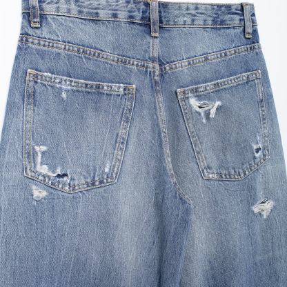 Women's ripped balloon-style loose-fitting jeans