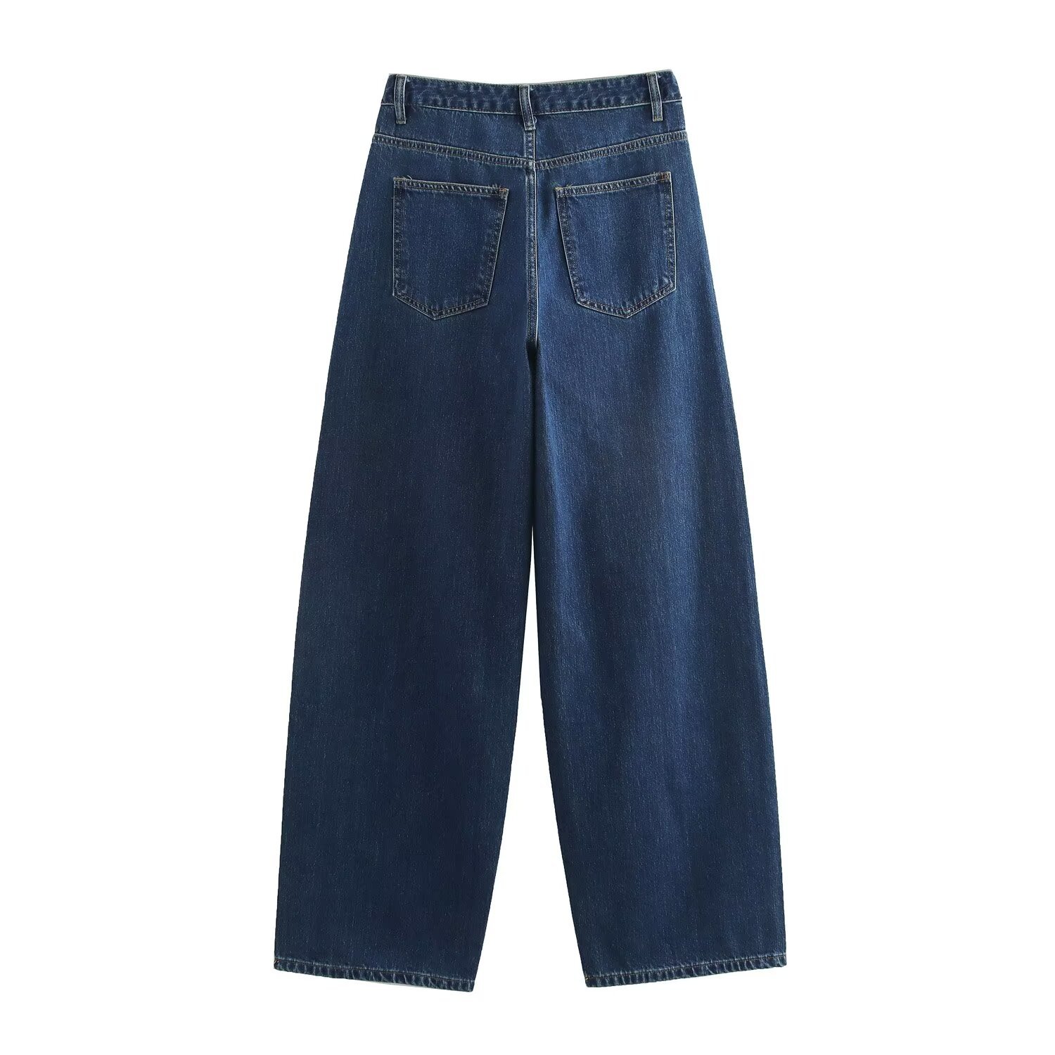 Women's Fashion Double-Breasted High-Rise Wide-Leg Jeans