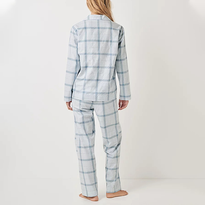 Brushed Cotton Sparkle Checked Pajama Set