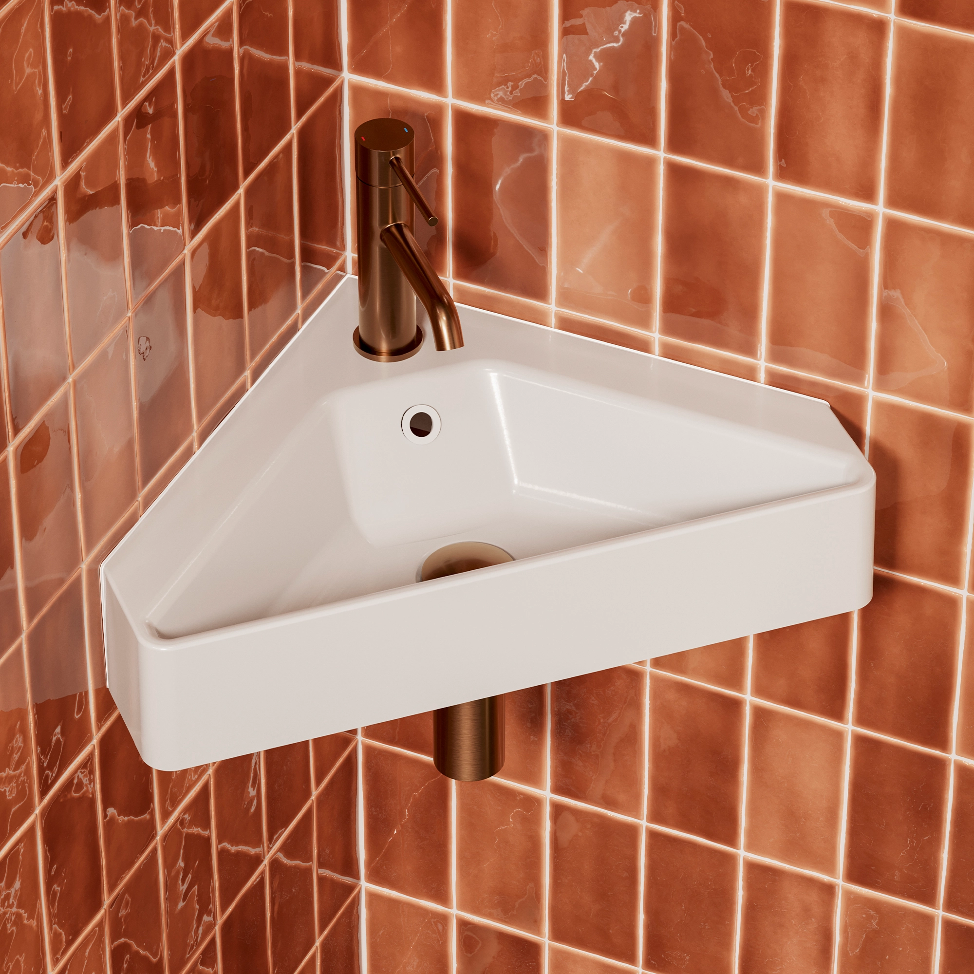 Heaton 50cm Corner Cloakroom Basin - Gloss White