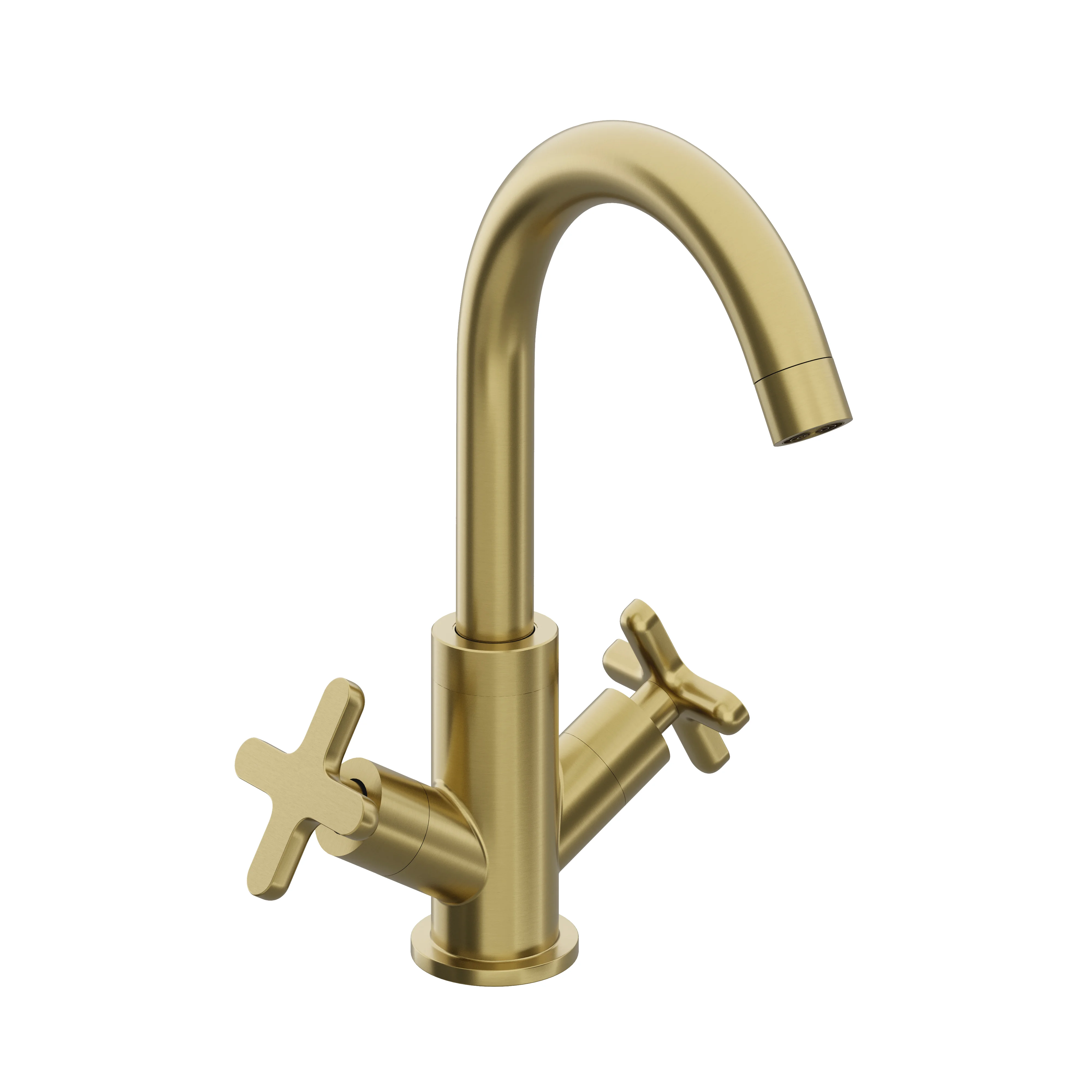 Ludic Single-hole Basin Mixer Brushed Brass