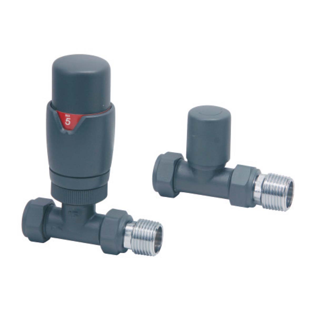 Designer Straight Valves (Pair) Anthracite