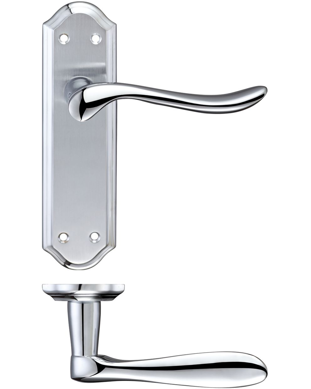 Lincoln Lever Latch Furniture 180 x 48mm Satin Chrome/Polished Chrome