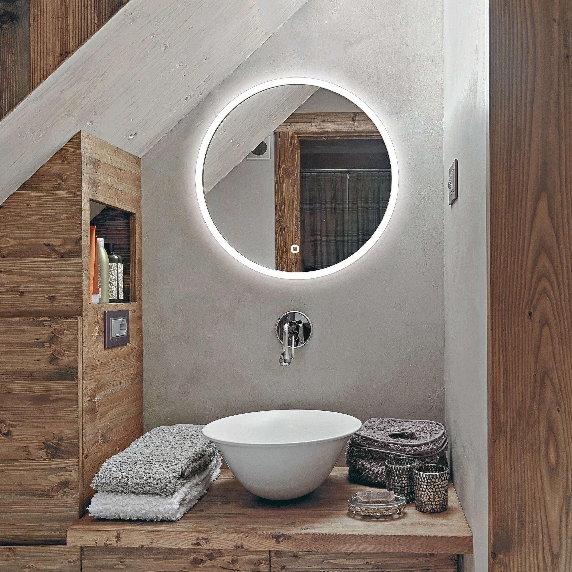 Sphere Illuminated Bathroom Mirror – 60 cm Wall Mounted