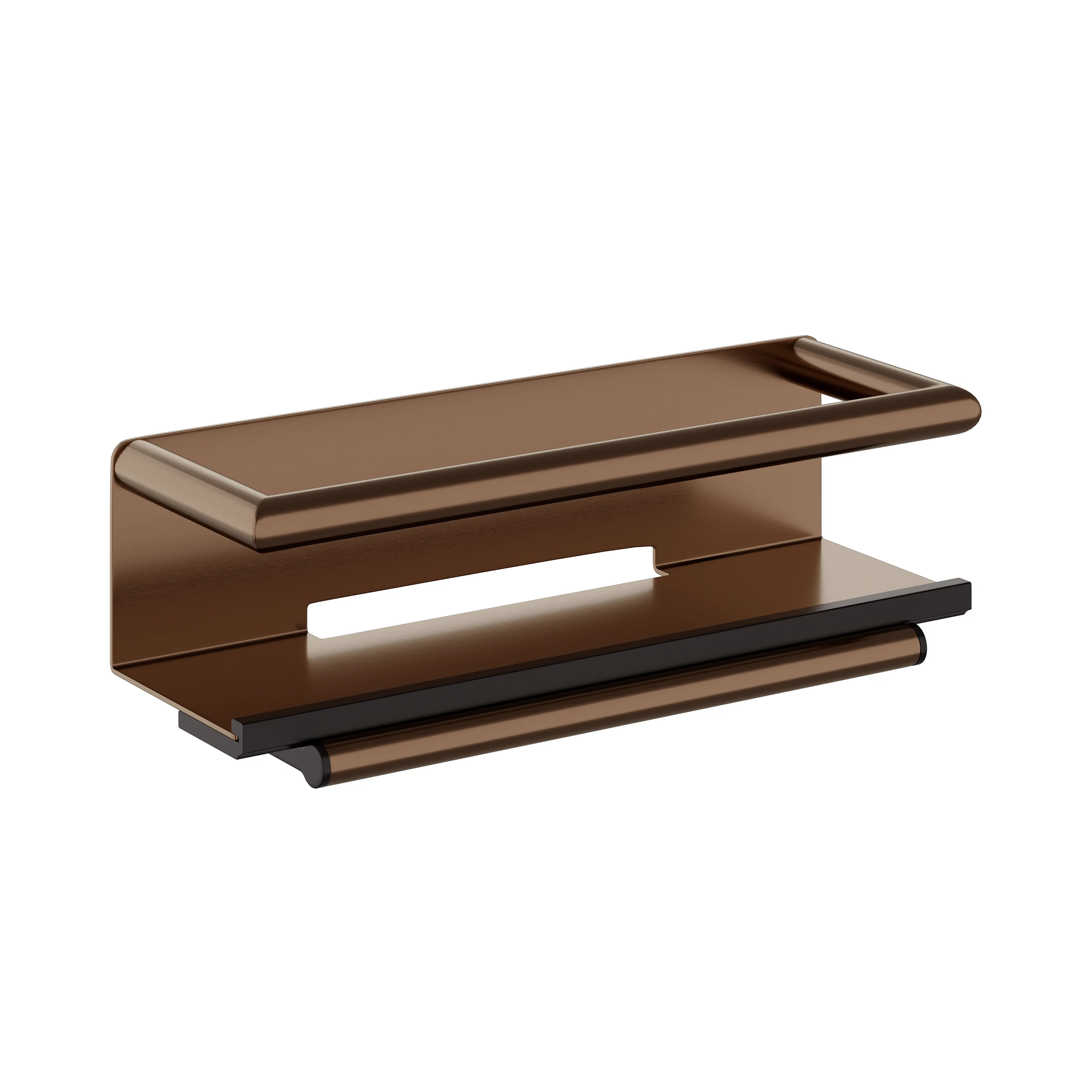 Shower Basket with Grab Bar and Magnetic Squeegee - Brushed Bronze