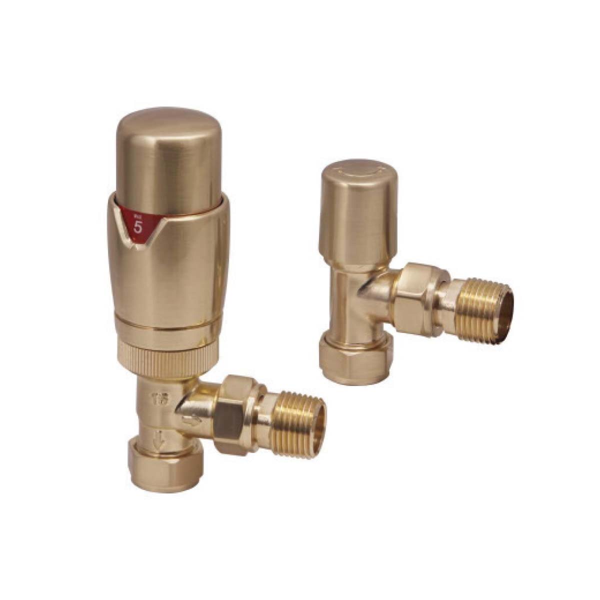 Designer Angled Valves (Pair) Brushed Brass
