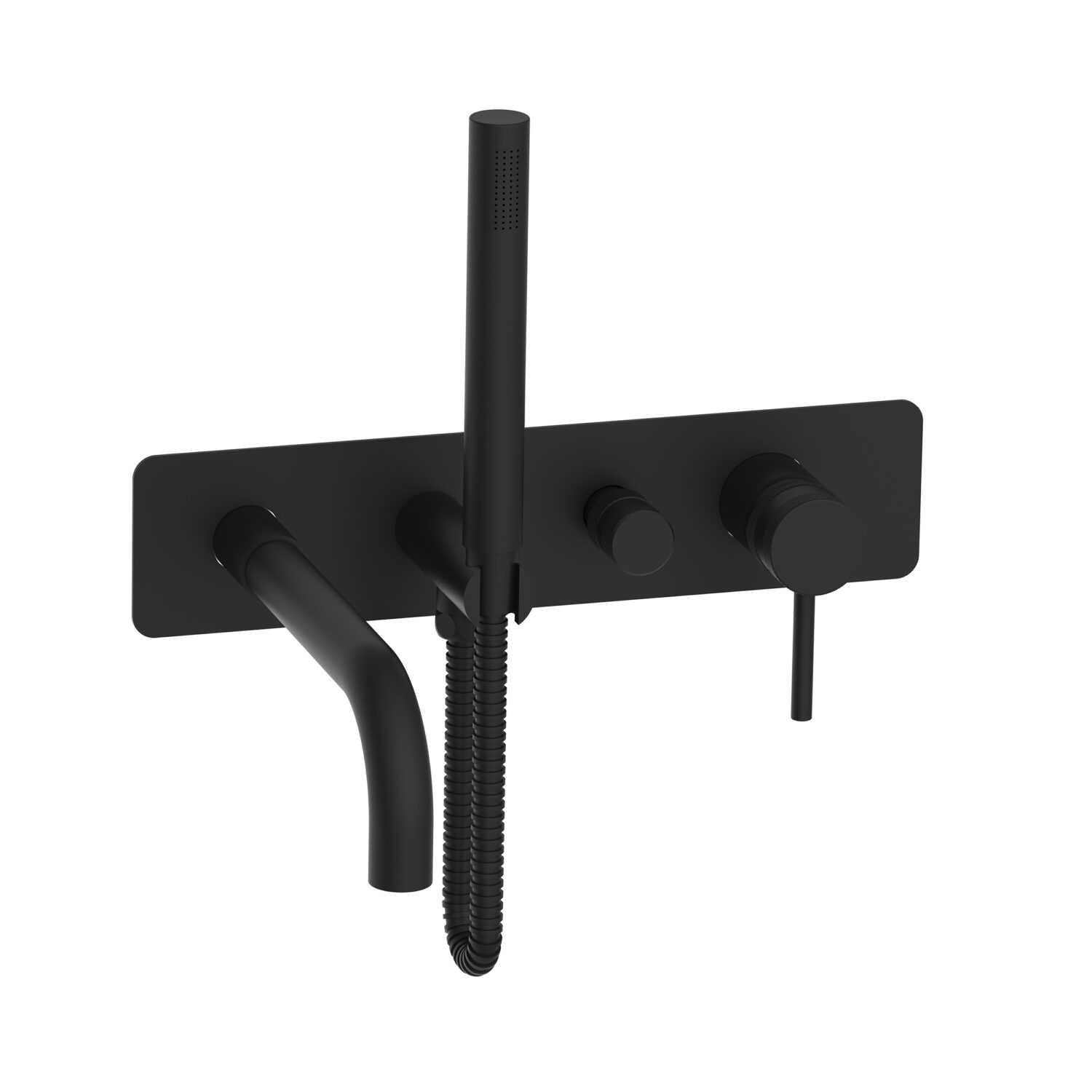 Wall Mounted Bath Shower Mixer & Handset Black