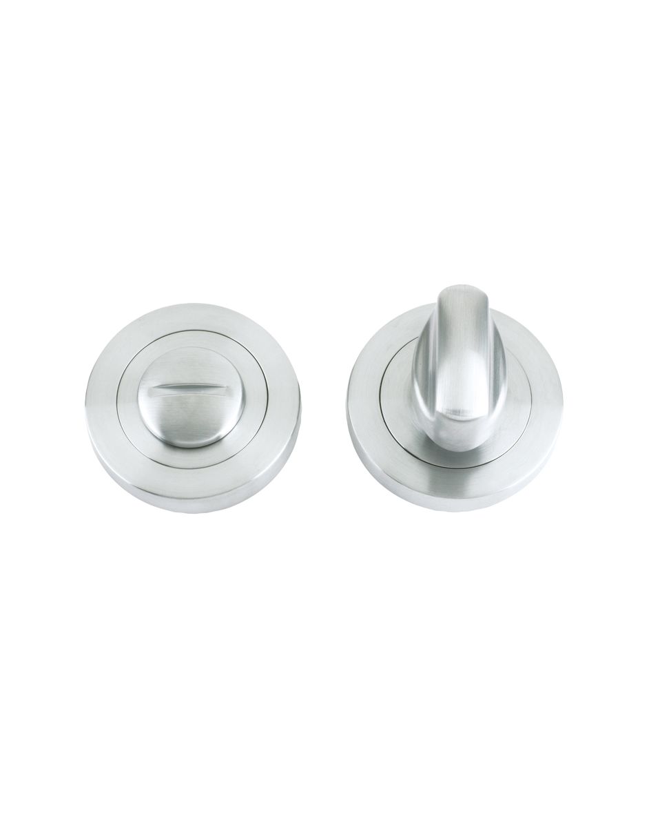 Turn and Release complete with Escutcheons and 5mm spindle 50mm dia Satin Chrome