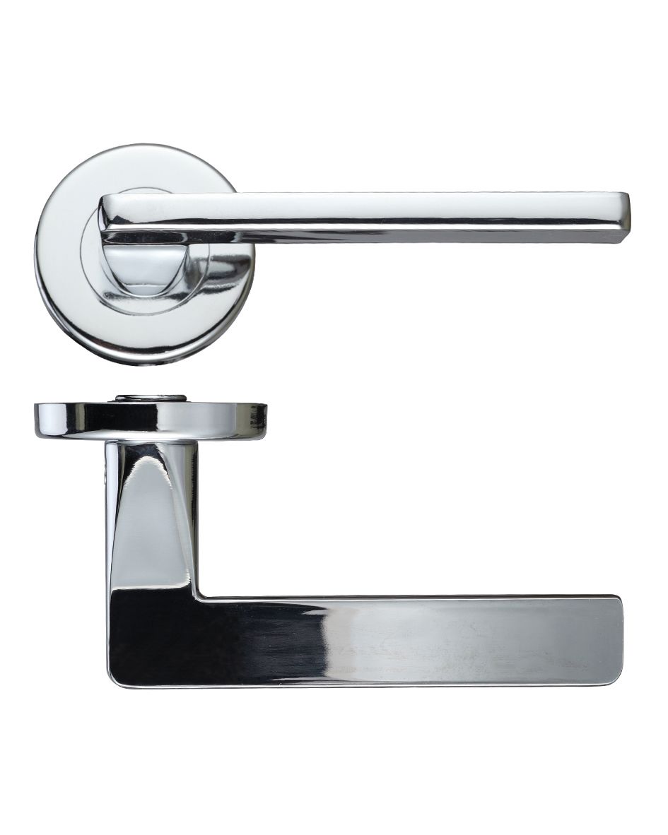 Leon Lever - Push On Rose -115mm x 65mm Polished Chrome