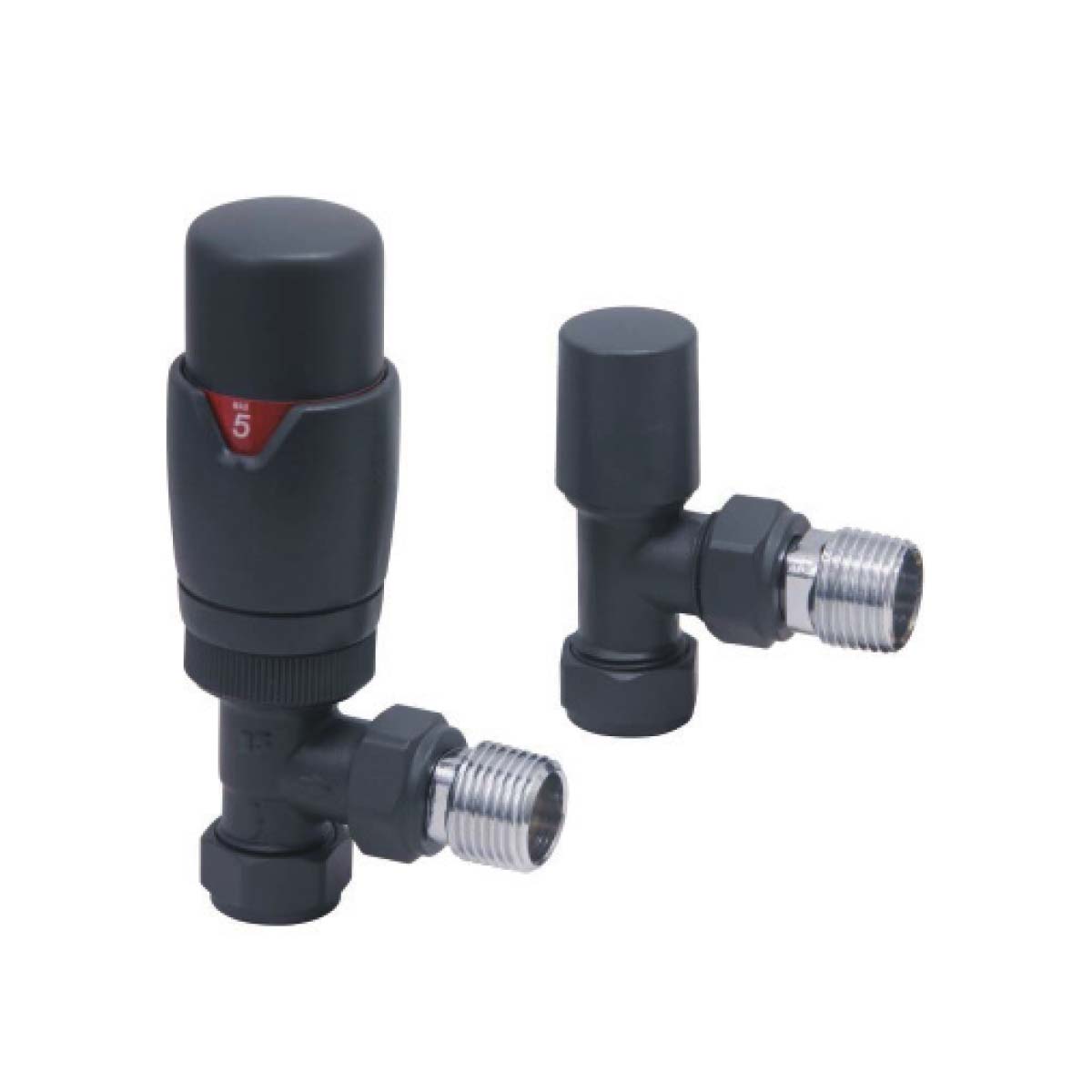 Designer Angled Valves (Pair) Carbon Anthracite