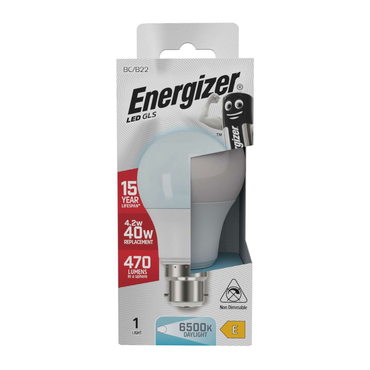 Energizer LED GLS B22 (BC) 470lm 4.2W 6,500K (Daylight)