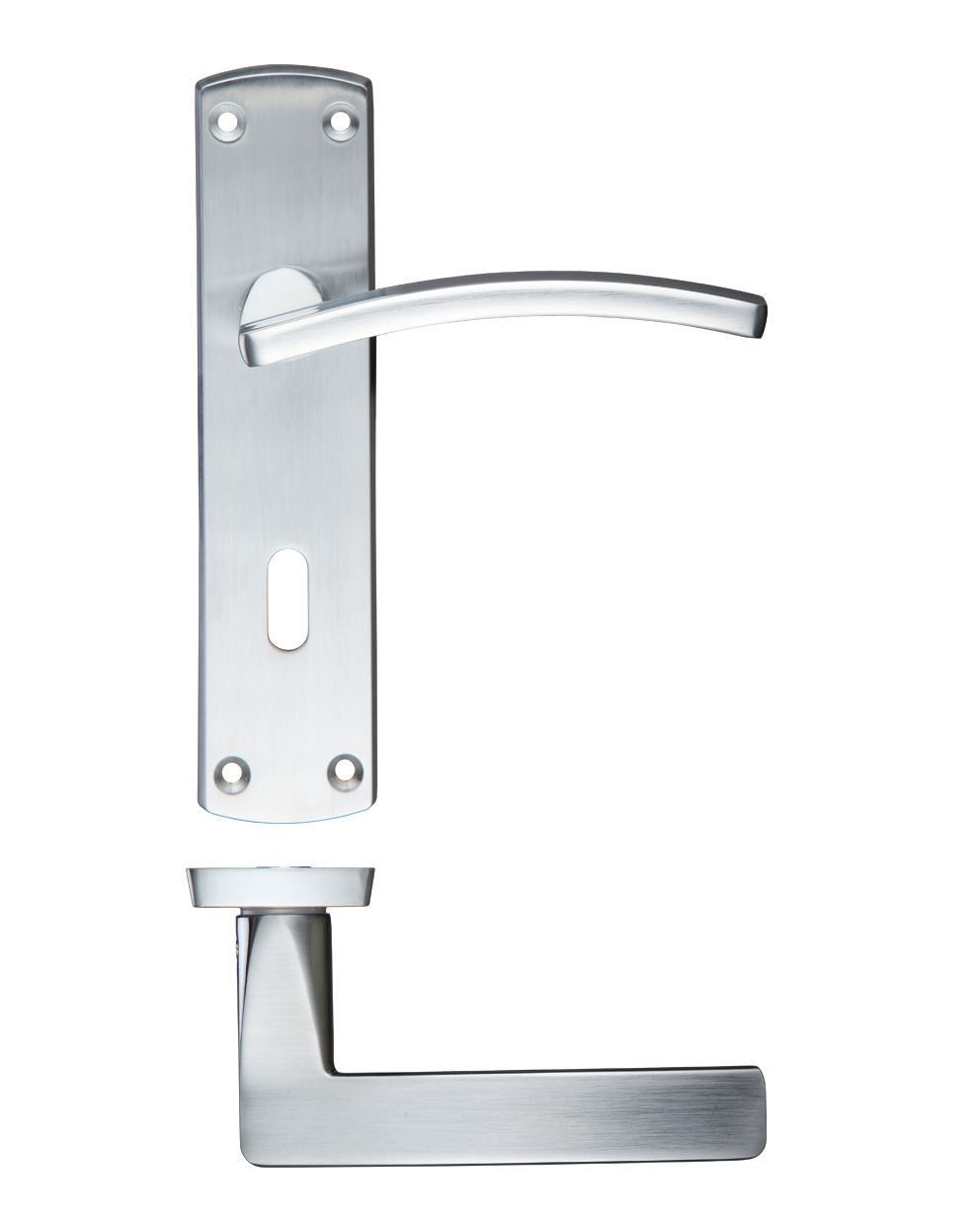 Toledo Lever Lock (57mm c/c) On Backplate 170mm x 40mm Satin Chrome