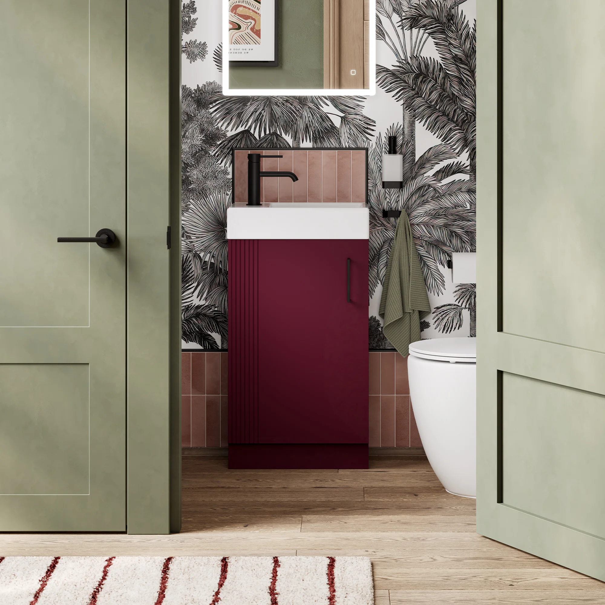 Fabrica 45cm Floor Standing Cloakroom Unit - Rich Burgundy