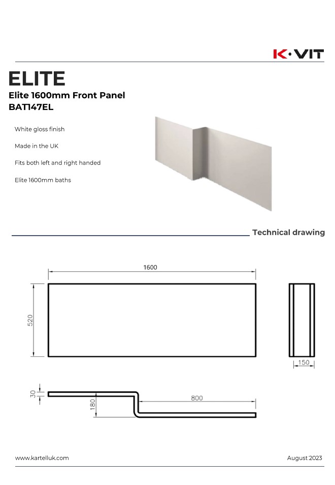 Elite 1600mm Front Panel