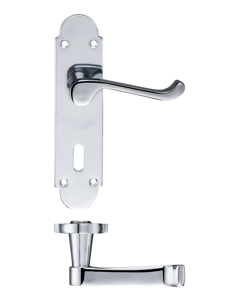 Project Oxford Lever on Lock Backplate - 168mm x 42mm Polished Chrome
