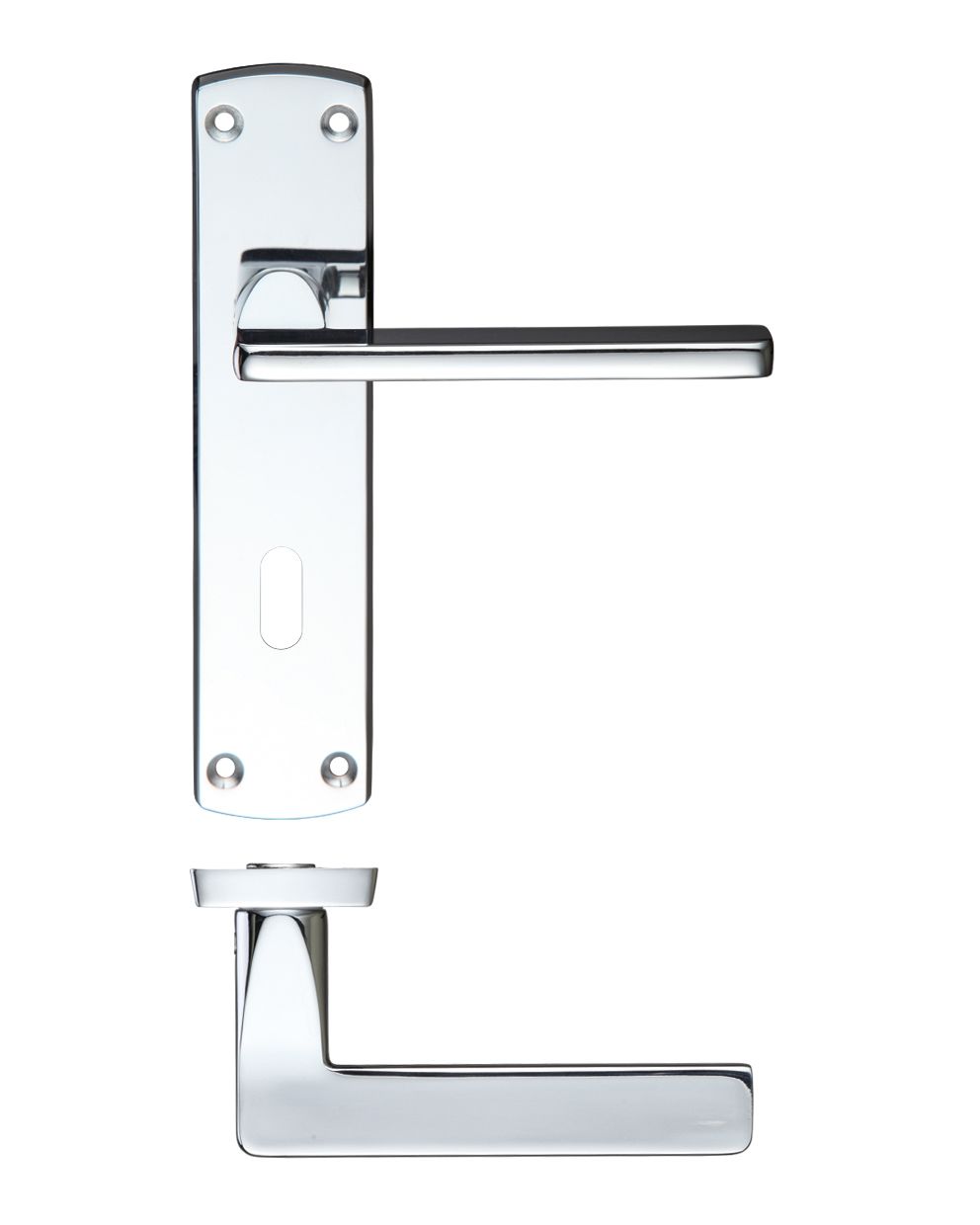 Leon Lever Lock (57mm c/c) On Backplate 170mm x 40mm Polished Chrome