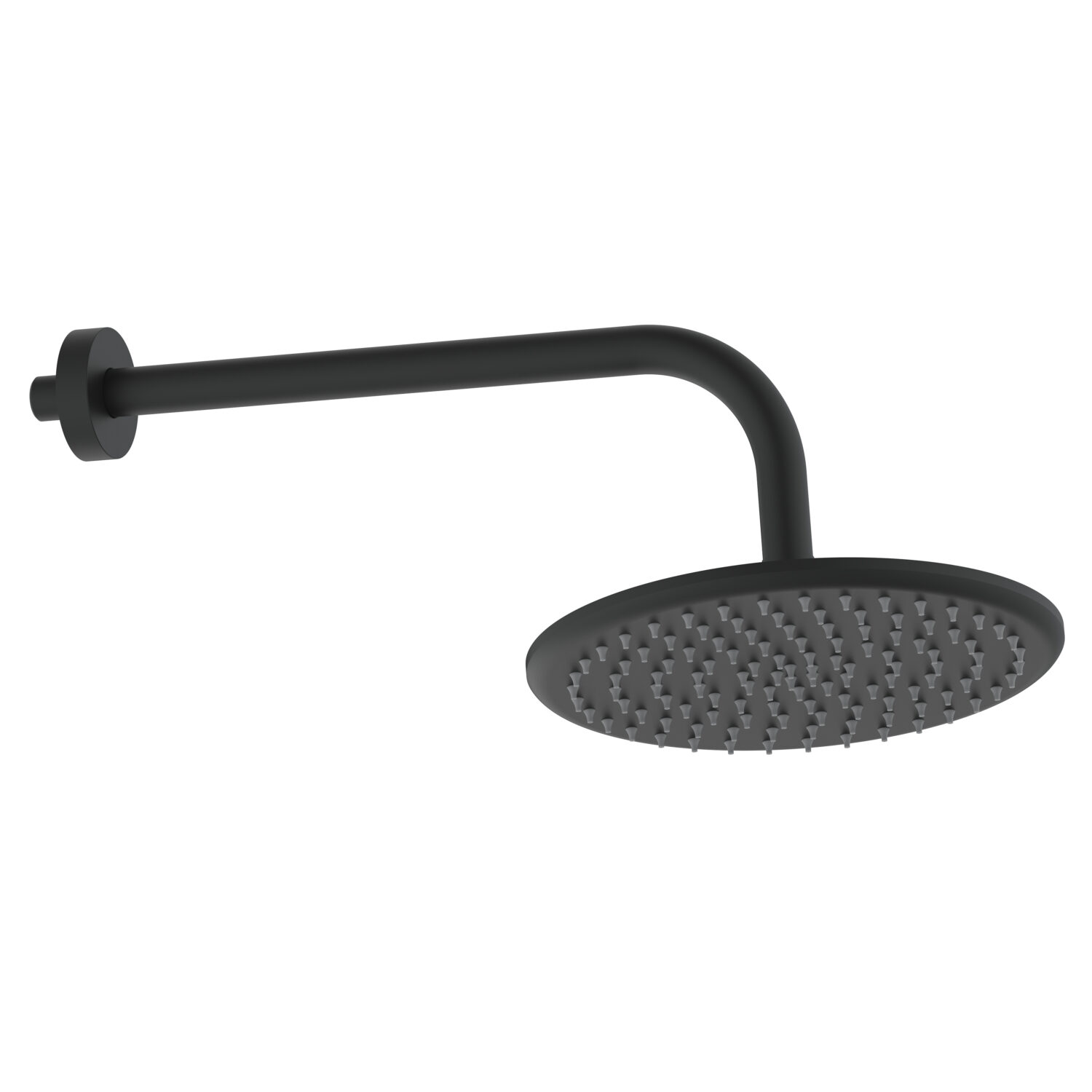 Round Shower Arm & Head Black