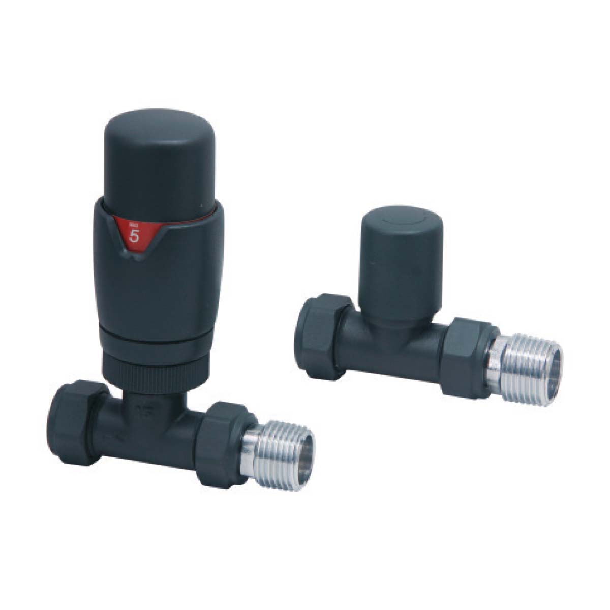 Designer Straight Valves (Pair) Carbon Anthracite