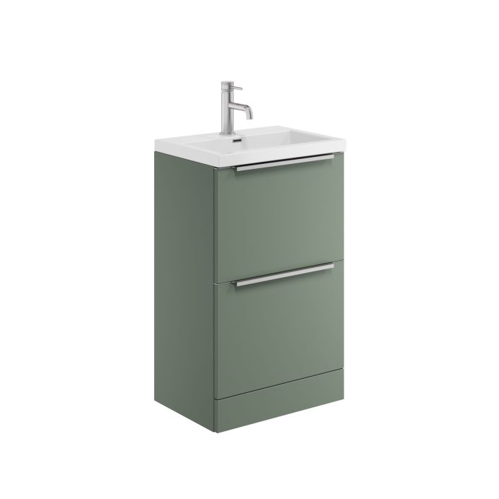 Scudo Muro Plus Freestanding 2 Drawer Vanity Unit, Reed Green — 500mm