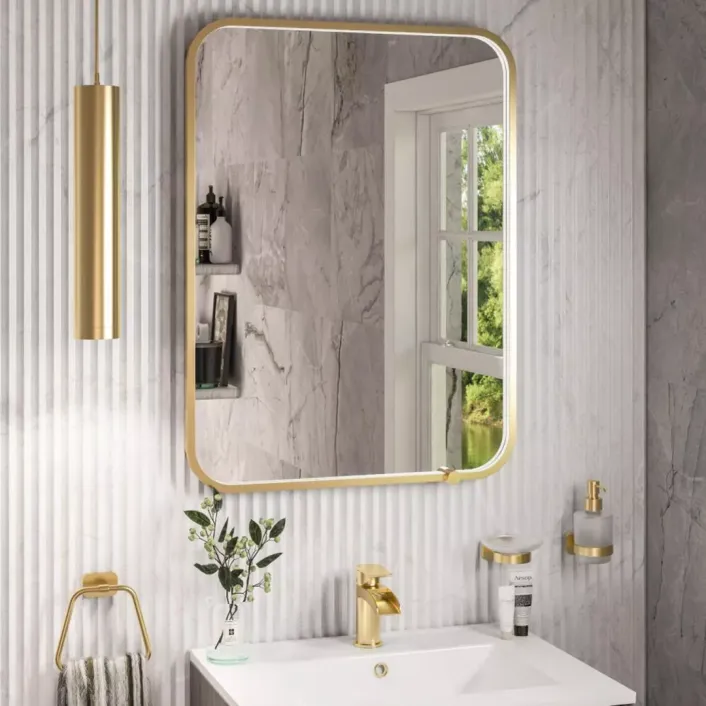 Eastbrook Sanremo 600x800mm Square LED Bathroom Mirror - Brushed Brass