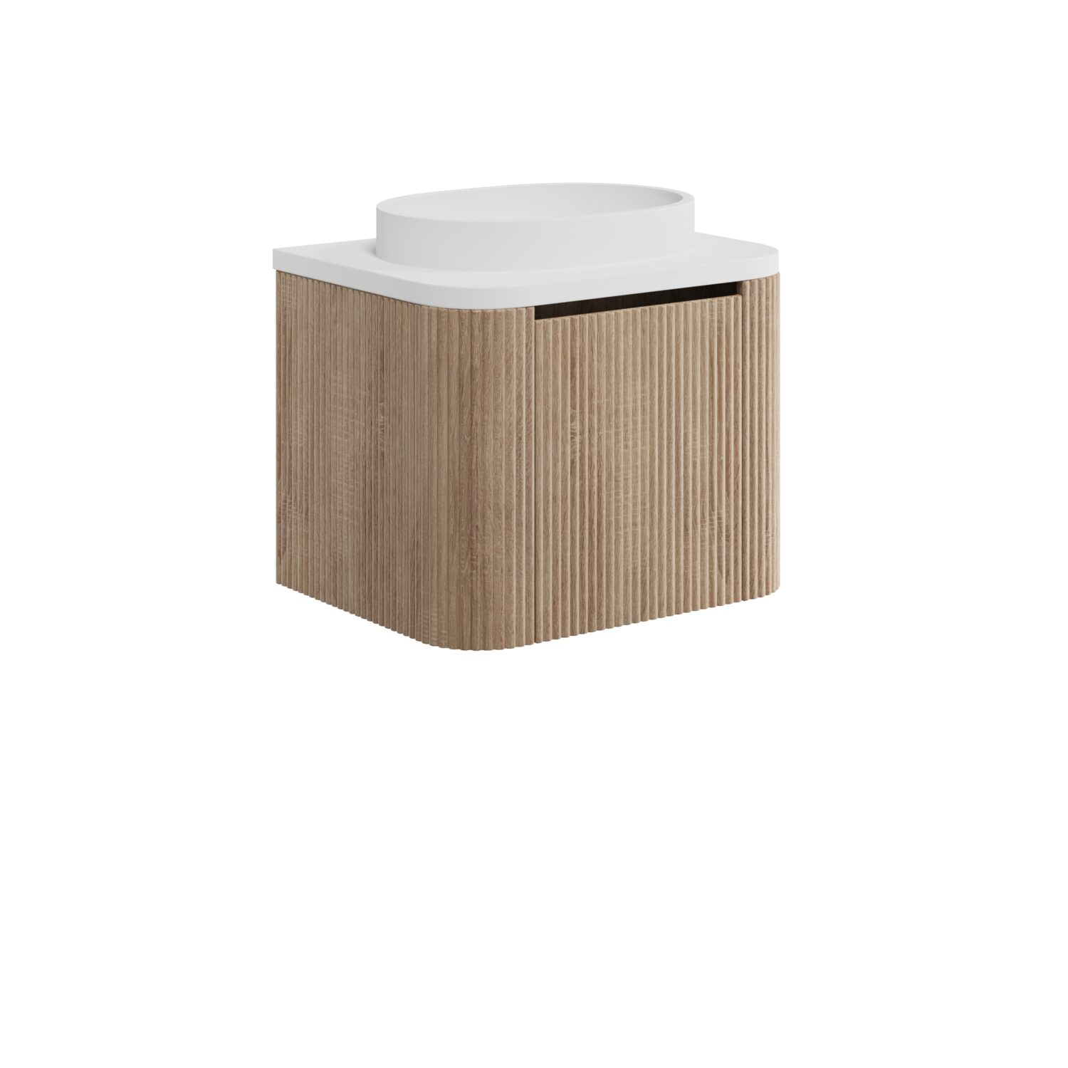 Linea Curve 600 Unit , Basin And Frame- Sonoma Oak