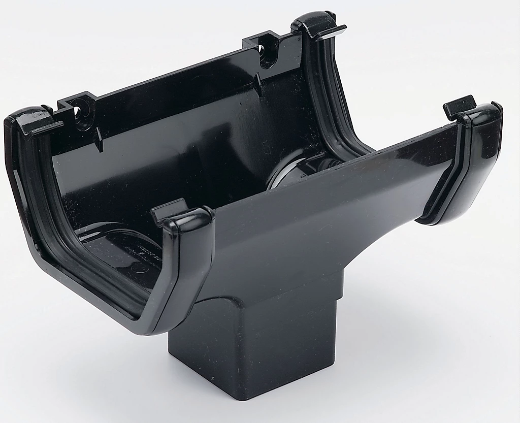 114mm Rainwater Half Square Running Outlet Black