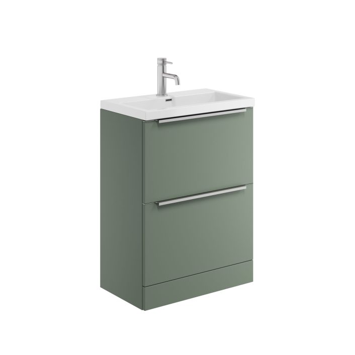 Scudo Muro Plus Freestanding 2 Drawer Vanity Unit, Reed Green — 600mm