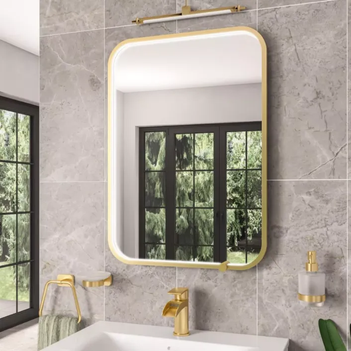 Eastbrook Sanremo 500x700mm Square LED Bathroom Mirror - Brushed Brass