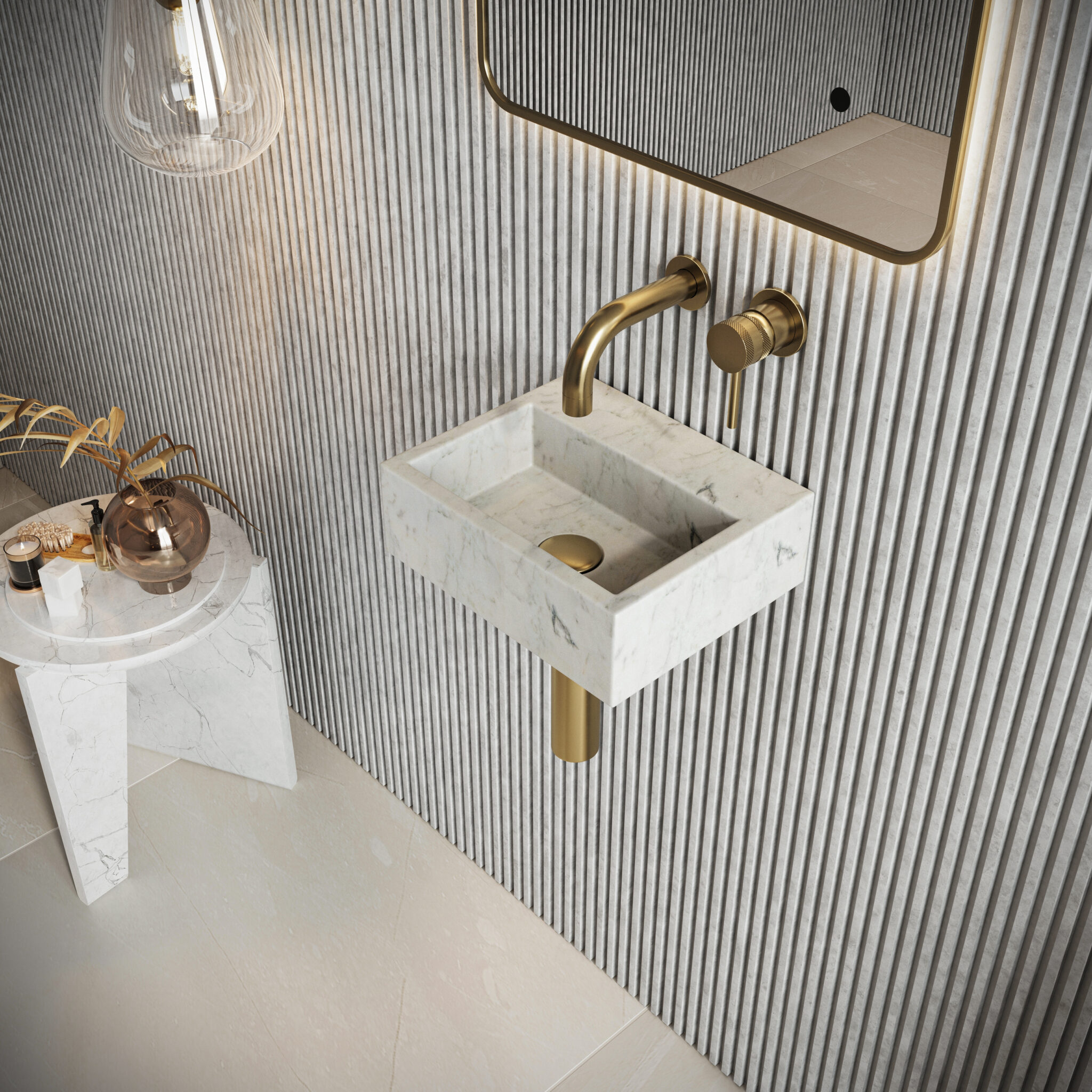 Sanctuary Venato White Cloakroom Marble Basin
