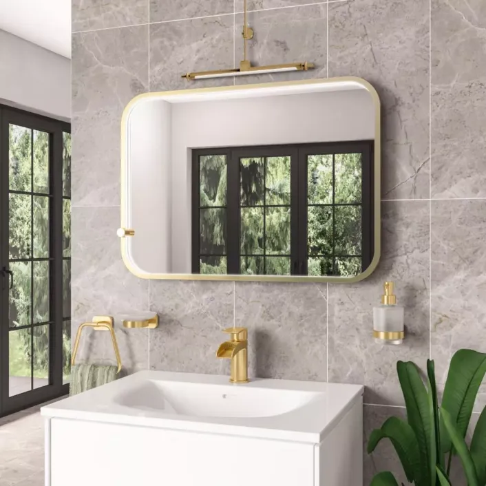 Eastbrook Sanremo 500x700mm Square LED Bathroom Mirror - Brushed Brass
