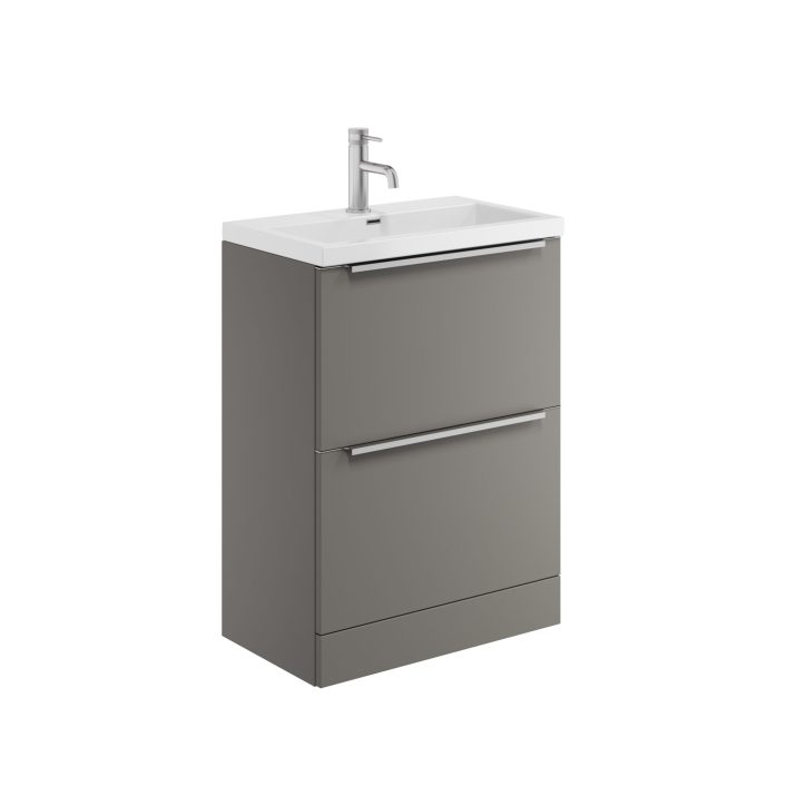 Scudo Muro Plus Freestanding 2 Drawer Vanity Unit, Dust Grey — 600mm