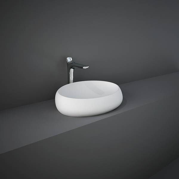 RAK Cloud 60cm Counter Top Basin (No Overflow) in Matt White 580x400mm