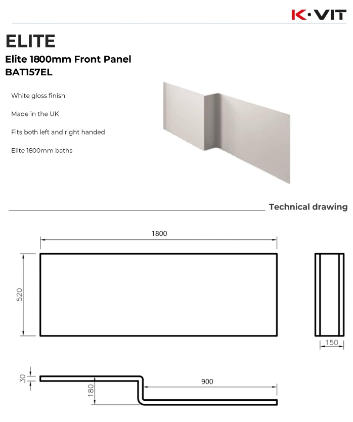Elite 1800mm Front Panel