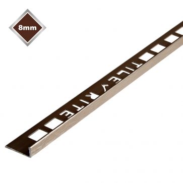 8mm L Shaped Pro Plus S/Steel Effect Trim