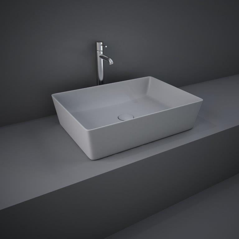 RAK Feeling 50cm Rectangular Counter Top Wash Basin  in Matt Grey